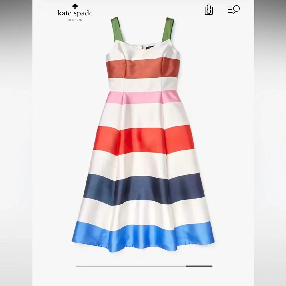 EUC Kate Spade Adventure Stripe Grace Multicolor Midi Dress - Picture 6 of 6